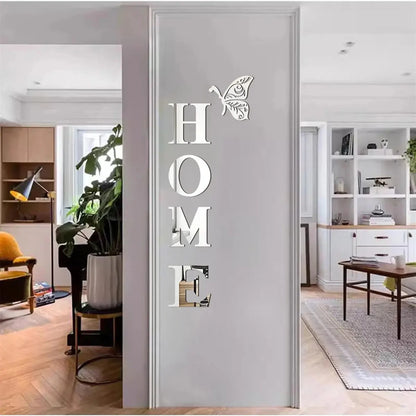 HOME  Logo 3D Mirror Wall Sticker