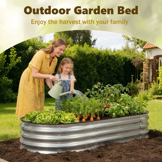 Outdoor Planter Box 6x3x1ft Raised Metal Garden Bed with Open Bottom