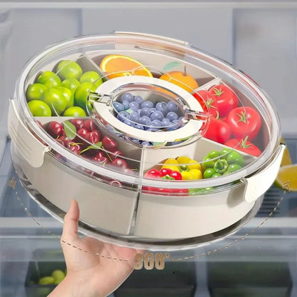 6 Compartment Rotating Transparent Divided Snack Food Storage Container