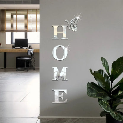 HOME  Logo 3D Mirror Wall Sticker