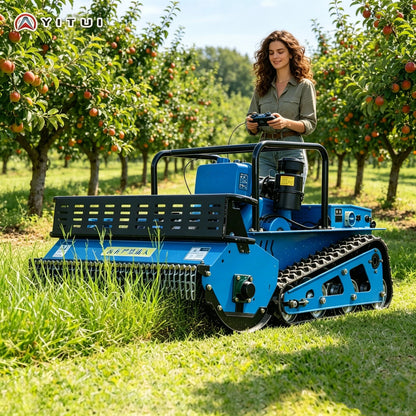 Customized Durable Diesel Lawn Mower Tracked Remote Control Low Noise Long Service Approved Thick Blades