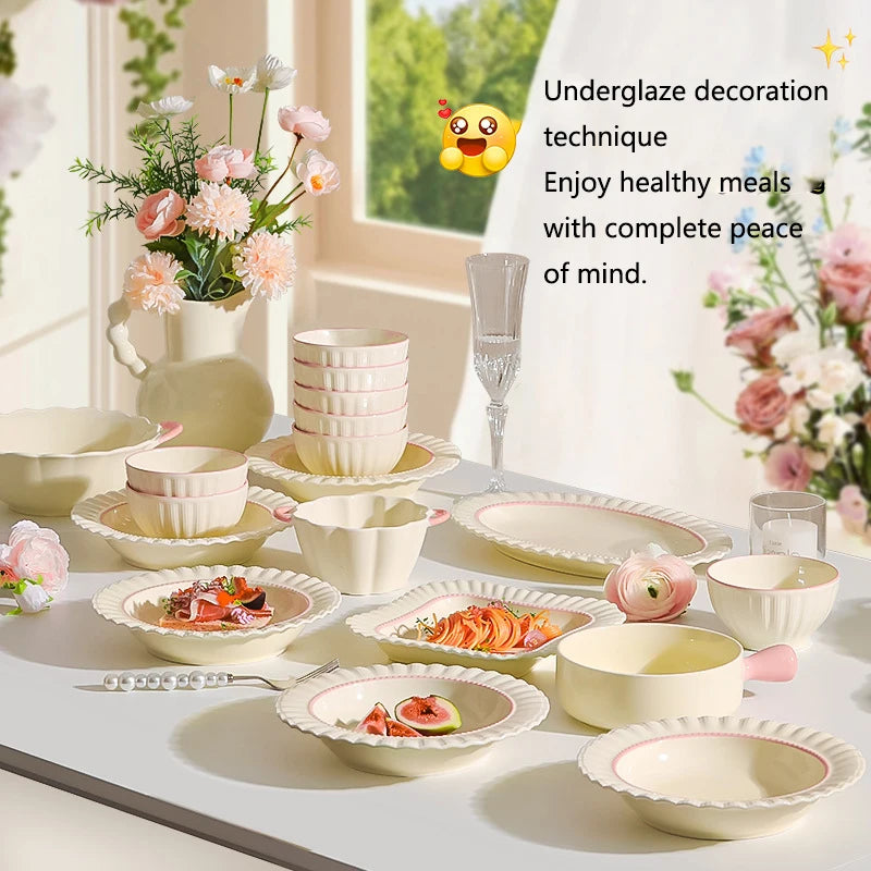 Dinner sets kitchen bowl porcelain noble for 2-10 people serving table