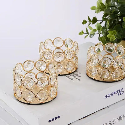 Crystal Desktop Candlelight Dinner Prop Metal Ornament Candle Holder