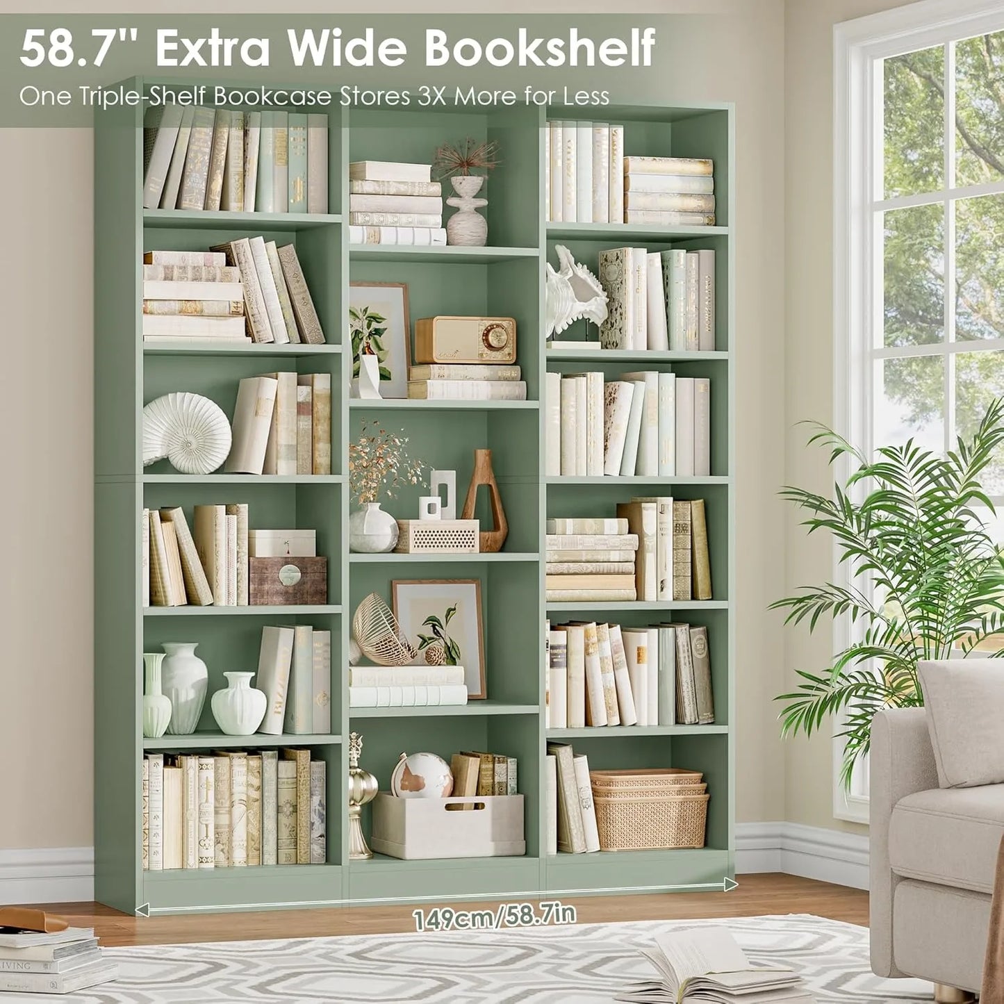 Triple Wide Bookshelf