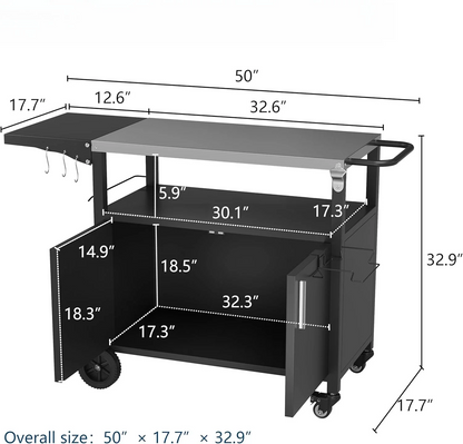 Storage, Patio Kitchen Island Outdoor Grill Table with Wheels, BBQ Cart