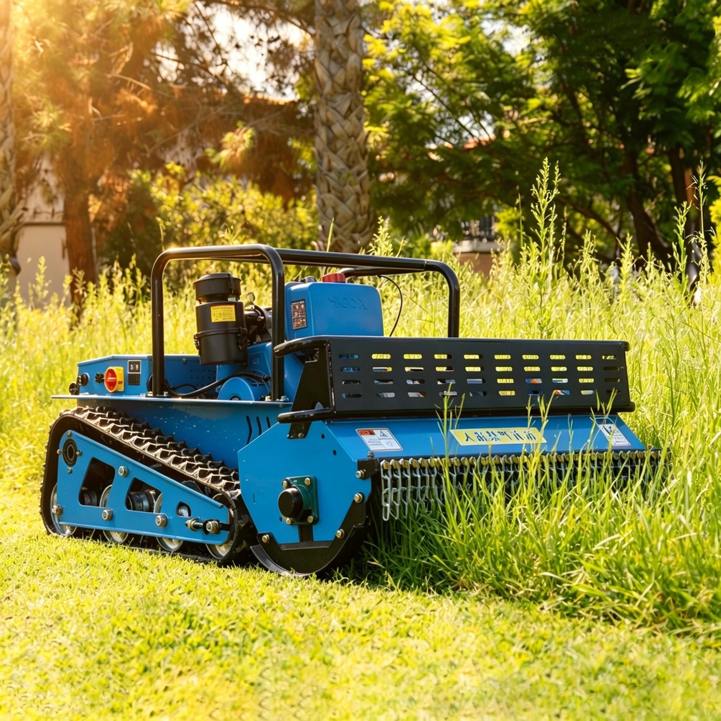 Customized Durable Diesel Lawn Mower Tracked Remote Control Low Noise Long Service Approved Thick Blades