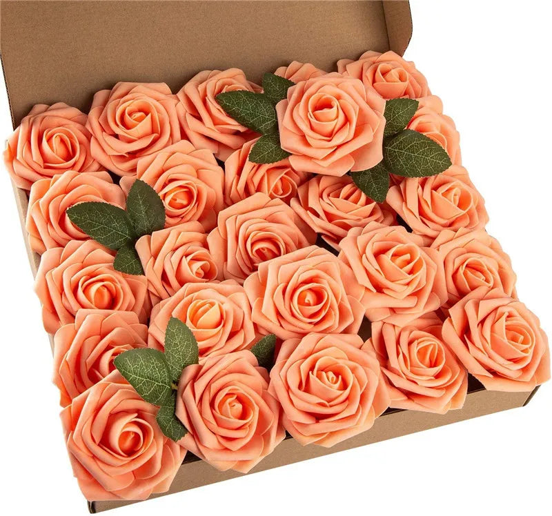 10~100pcs Rose Artificial Flowers Foam Fake Roses Wedding Bouquets Centerpieces