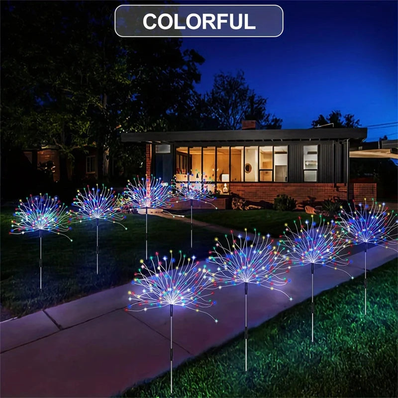 Solar Firework Light Outdoor Decor Waterproof 8 Lighting Modes Fairy Yard Lawn Patio Landscape