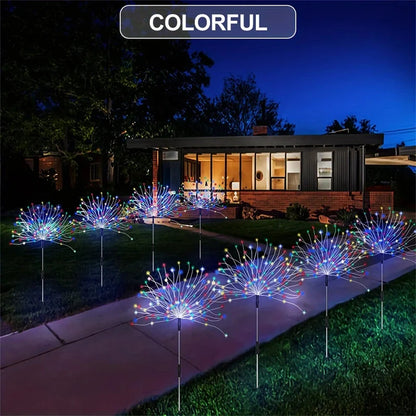 Solar Firework Light Outdoor Decor Waterproof 8 Lighting Modes Fairy Yard Lawn Patio Landscape