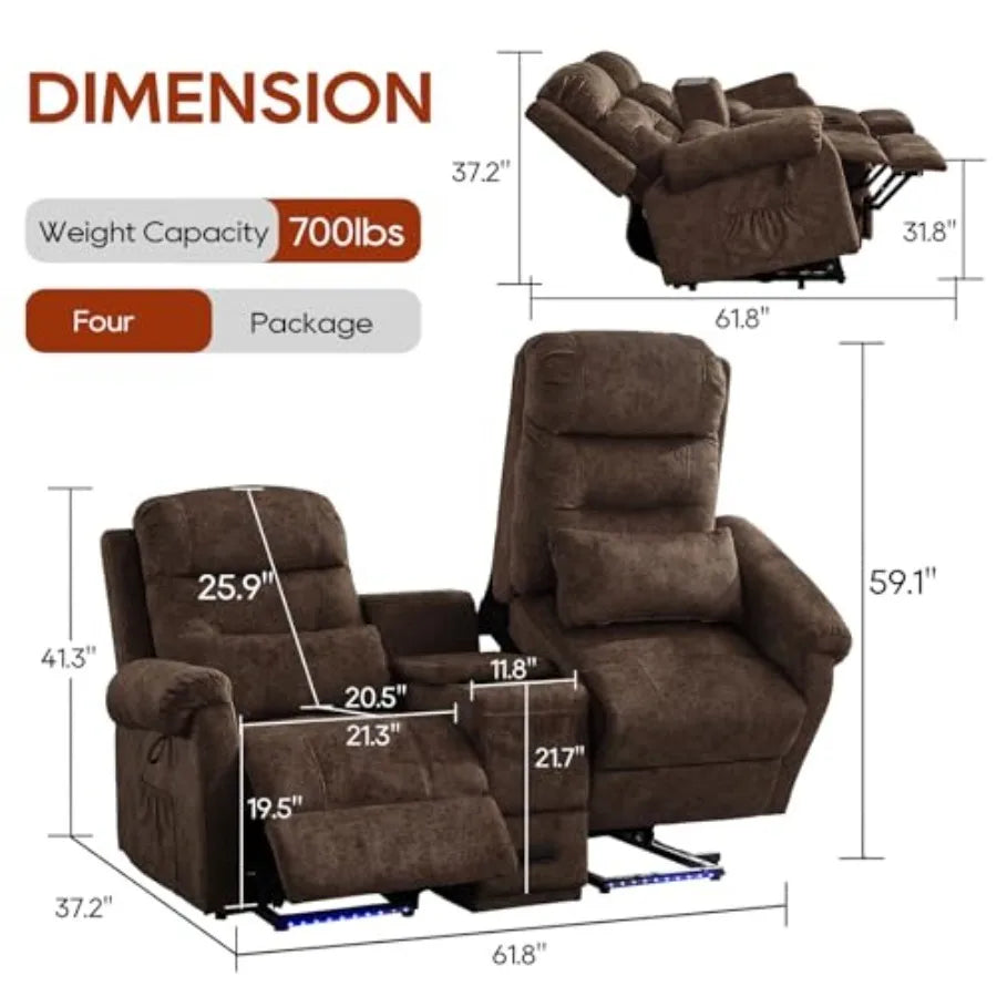Power Lift Recliner Chair Sofa for Elderly with Massage and Heat, Dual Reclining Couches