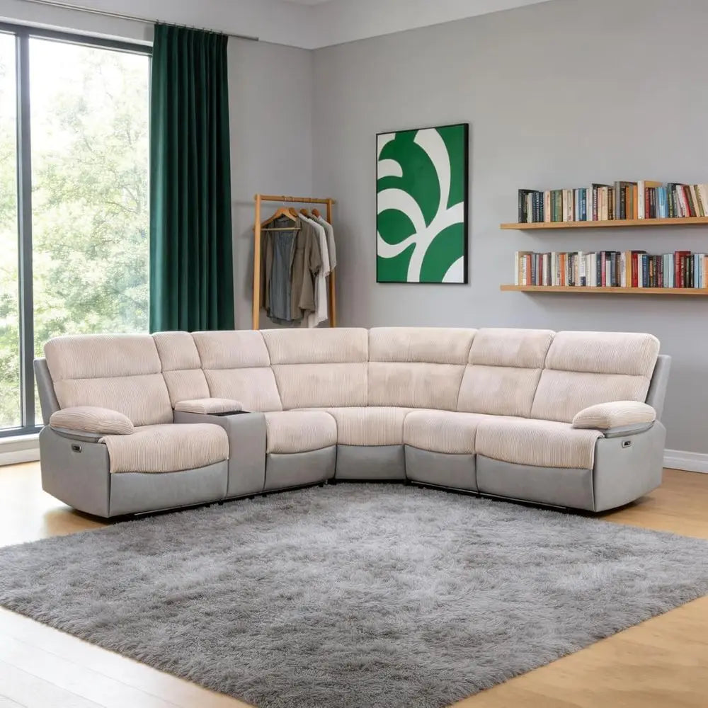 Reclining L-Shaped Sectional Sofa with USB Ports, Cup Holders, Storage, LED Lights