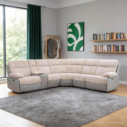 Reclining L-Shaped Sectional Sofa with USB Ports, Cup Holders, Storage, LED Lights