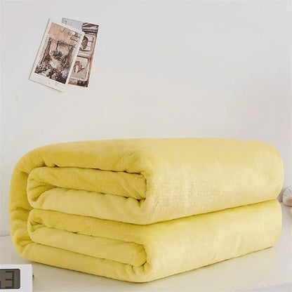 Super Soft Warm Lightweight Plain Solid Color Flannel Blanket for All Season