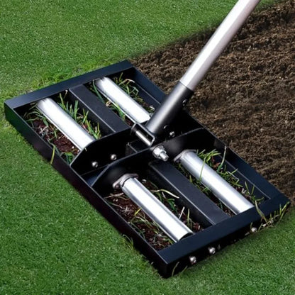 Lawn Leveling Rake with Aluminum Rollers Heavy-Duty Stainless Steel Lawn Leveler with 61 inch Adjustable