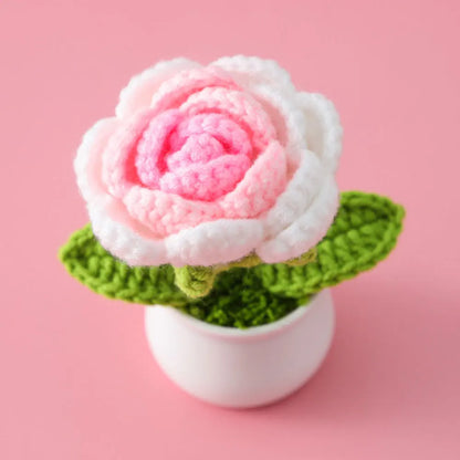Hand-knitted Sunflower Tulip Crochet Flowers Potting