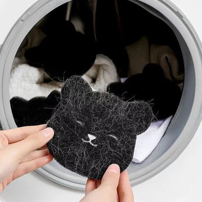 Household Pet Hair Remover Bear Sticky Sponge, Reusable, For Washing Machine, Dryer, Black
