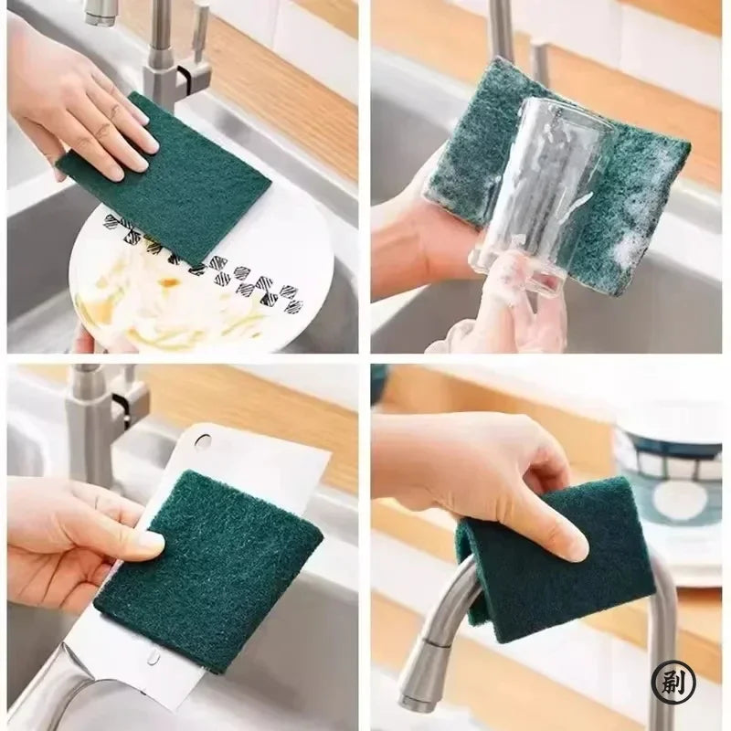 Grit-Free Scrub Pads Scratch-Free for Non-Stick Pans, Multipurpose Reusable Kitchen Sponges for Dishes