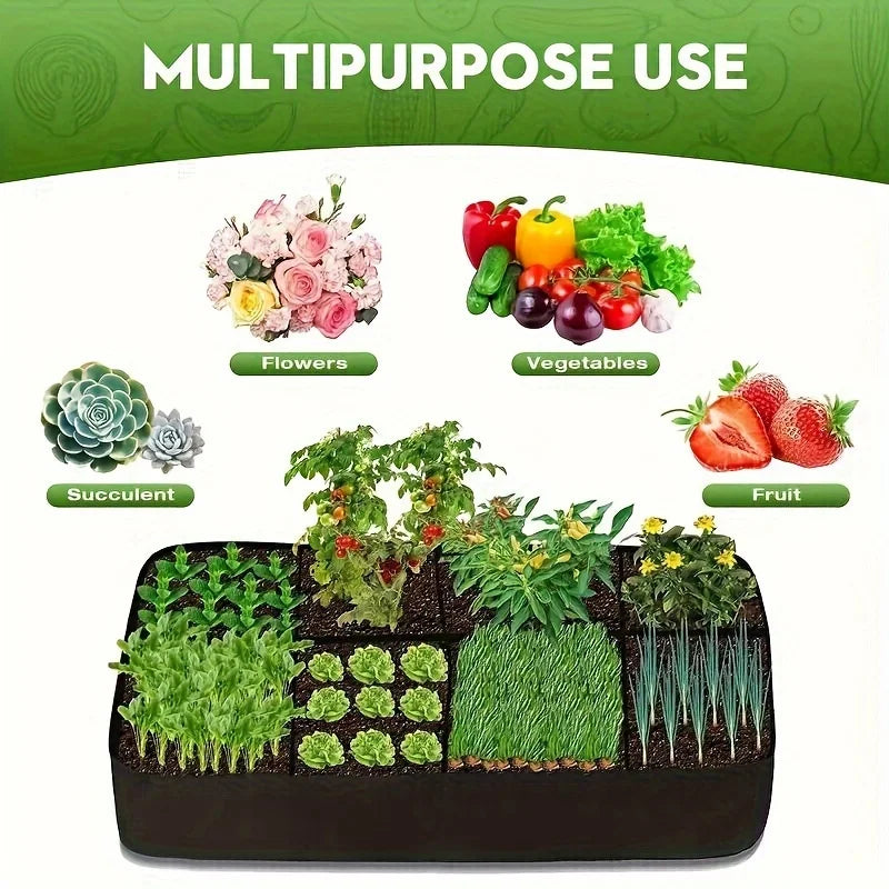 Garden Bed, 128 Gallon 8 Grids Plant Grow Breathable Planter Raised Beds