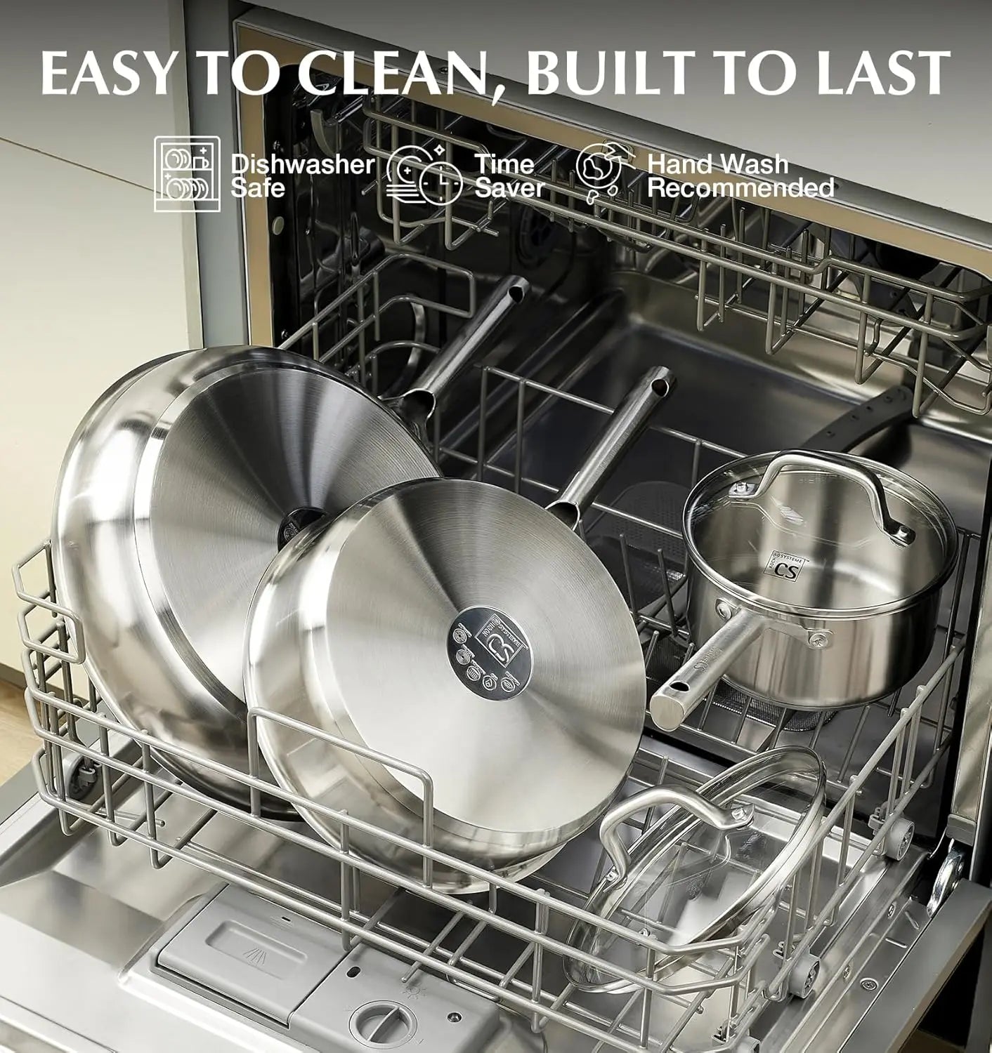 Stainless Steel Cookware Set 17 Piece, Pots and Pans 5-Layer Base, Oven & Induction Safe