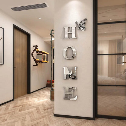HOME  Logo 3D Mirror Wall Sticker