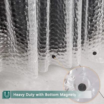 3D Water Cube Shower Curtain, Clear with Bottom Magnets, Heavy Duty Bathroom Curtain for Bathtubs