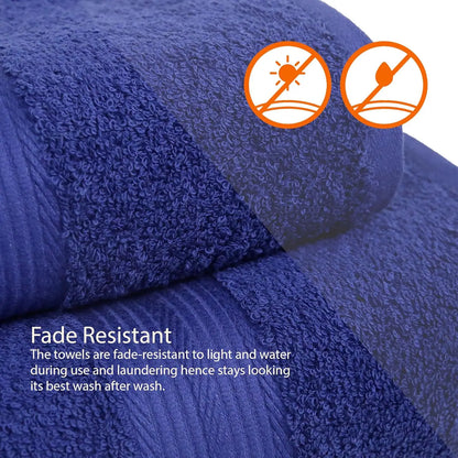 6-Piece Oversized Fade-Resistant Cotton Towel Set for Bathroom, Soft and Absorbent, Navy Blue