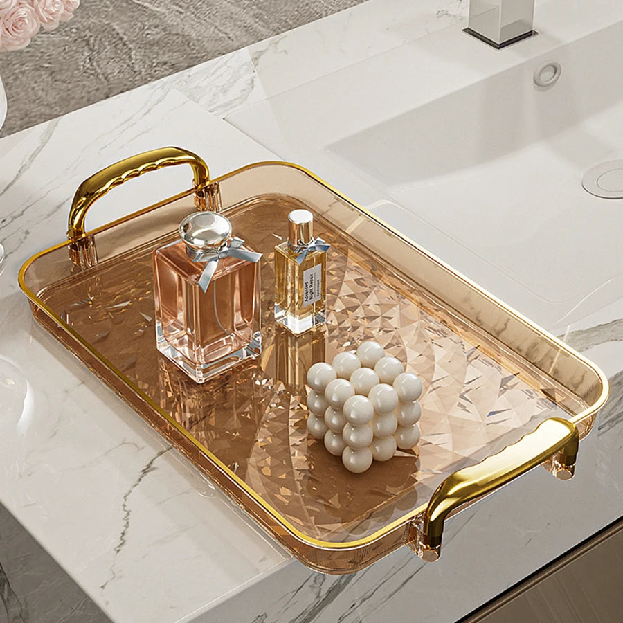 WORTHBUY Light Luxury Clear Serving Tray Plastic Fruit Dessert Tray