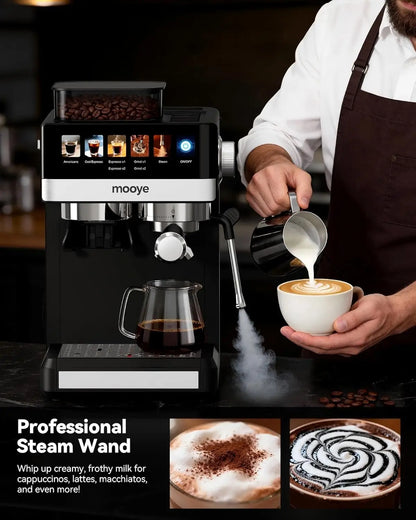 Espresso Machine with Grinder 20Bar Compact with Steam Milk Frothed Coffee Maker for Home Cappuccino Latte Cold