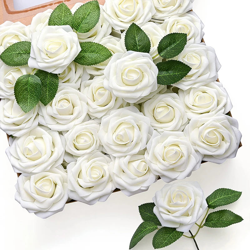 10~100pcs Rose Artificial Flowers Foam Fake Roses Wedding Bouquets Centerpieces