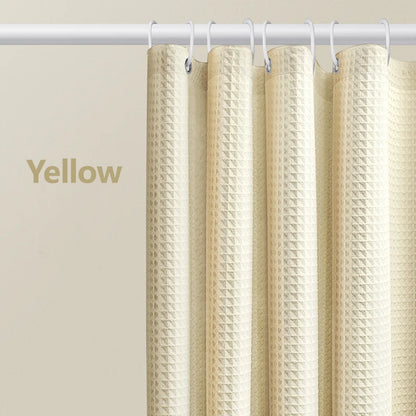 Thickened Waffle Solid Color Shower Curtain, Non-porous Double-sided Waterproof and Mildew
