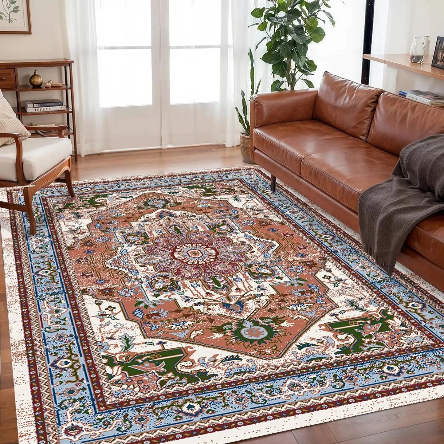 VIKAMA Bohemian Crystal Velvet Anti Slip Carpet for Living Room,