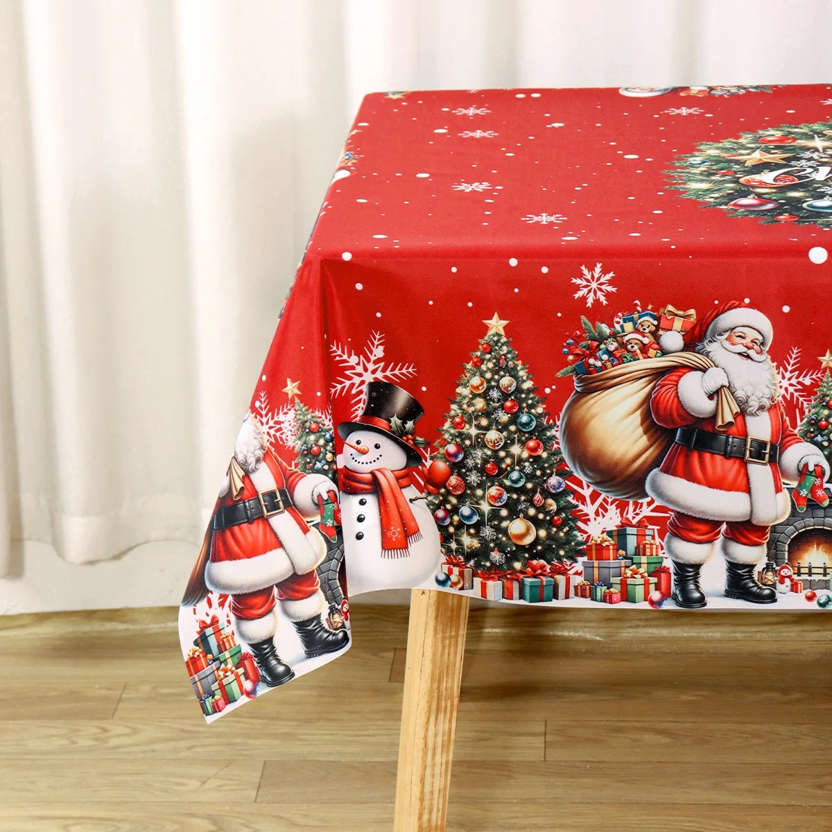 Thick Tablecloth Santa Claus Wreath Pattern Table Cover
