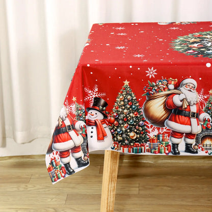 Thick Tablecloth Santa Claus Wreath Pattern Table Cover